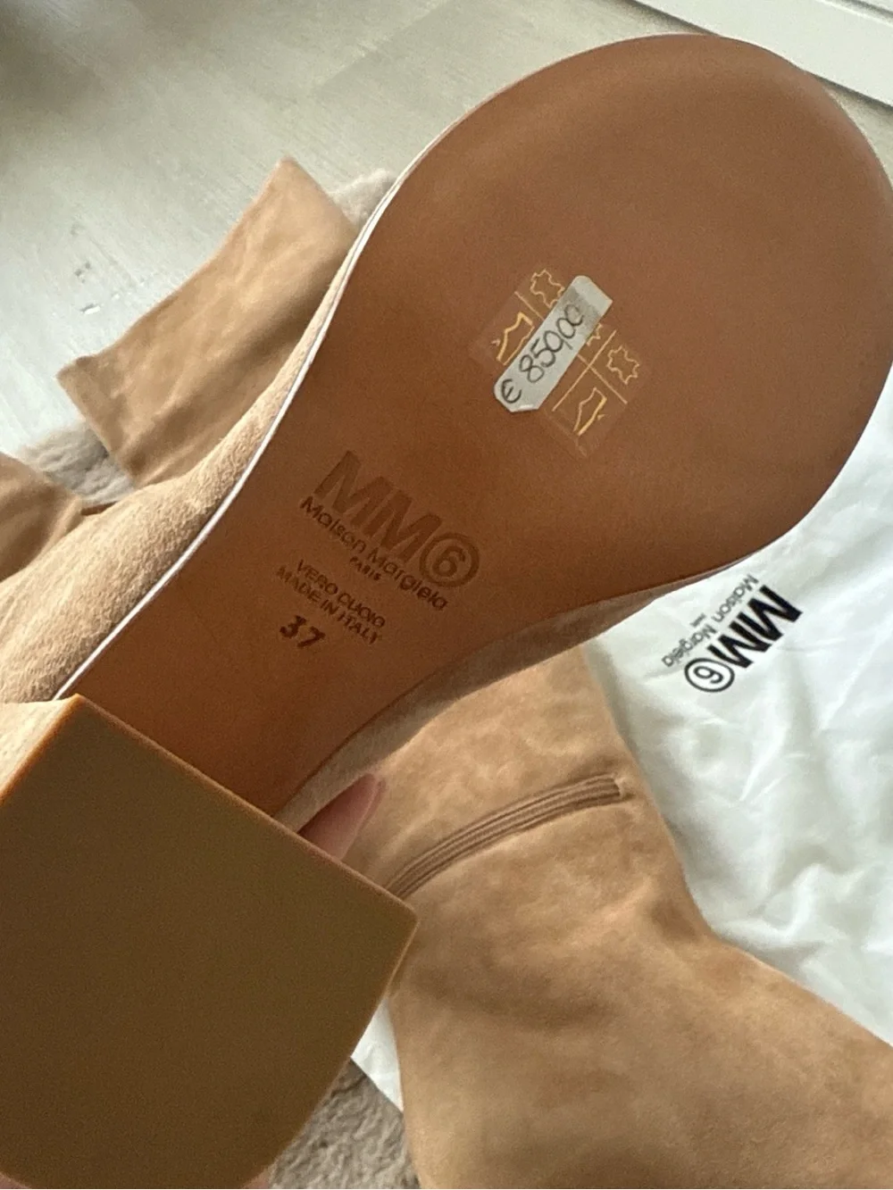 Maison Martin Margiela Tan Suede Over-the-Knee Fold-Top Boots